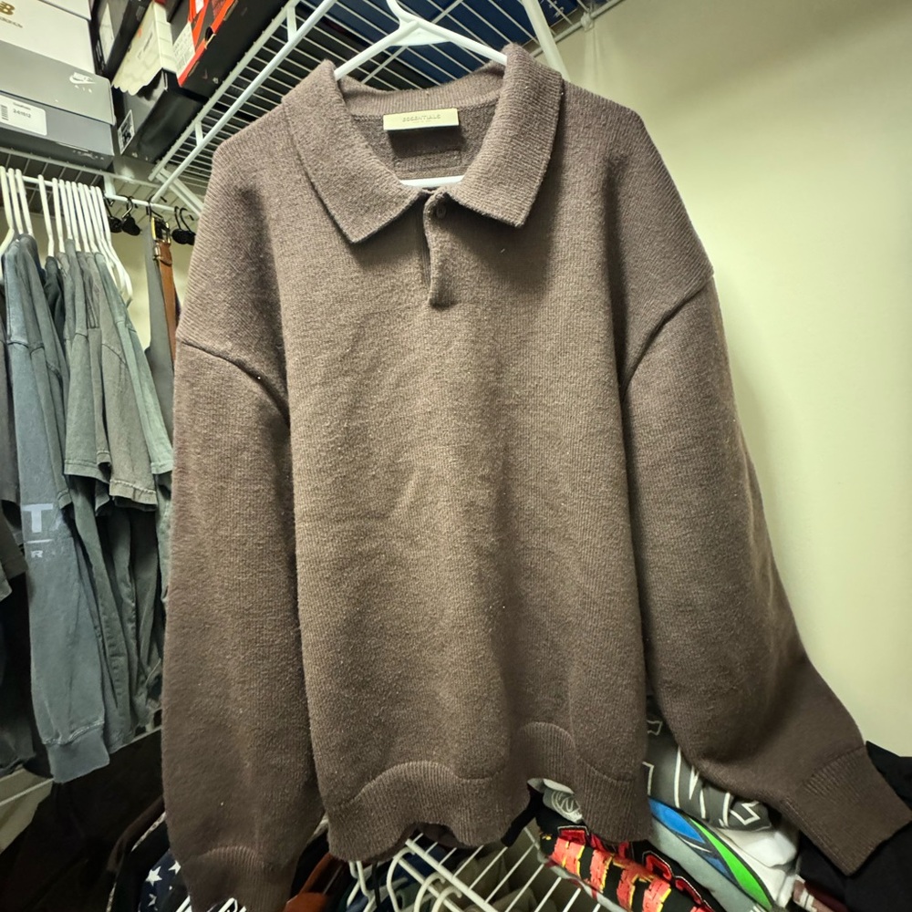 Fear of God Men's Crewneck Collared Sweater - Chocolate Brown